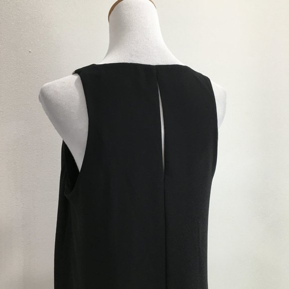 BCBGENERATION Black Multi Color Embroidery V Neck Chiffon Sleeveless Dress - Picture 9 of 9